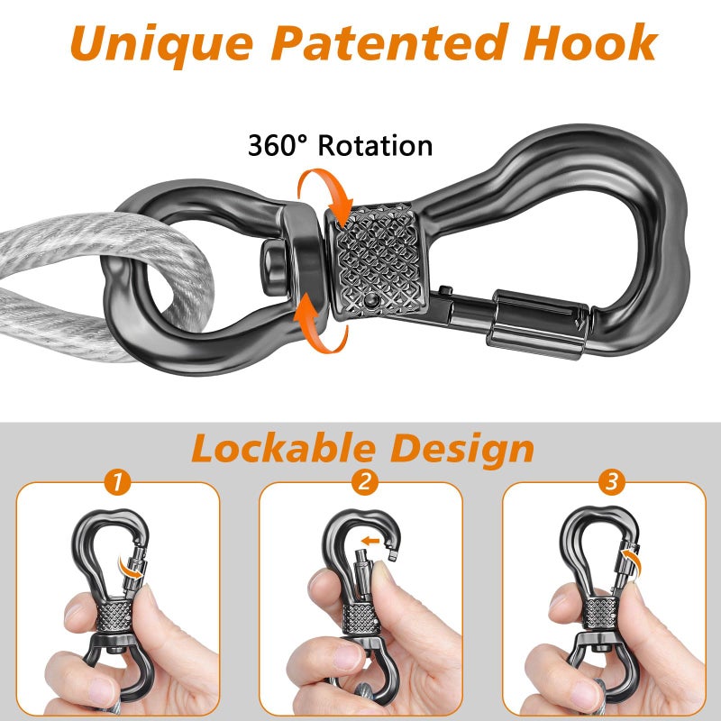 XiaZ 30ft Dog Tie Out Cable, Heavy Duty Dog Chains for Outside with Lockable Hook, Pet Runner Cable Leads for Yard, Dogs Line Tether for Small Medium Large Dogs Up to 250 LBS - Image 4